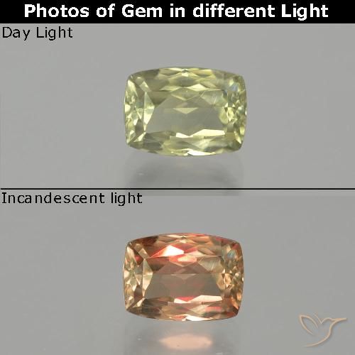 1.22ct طبيعي أصف فاتح جدا دياسبور متغير اللون, وسادة, VS-SI