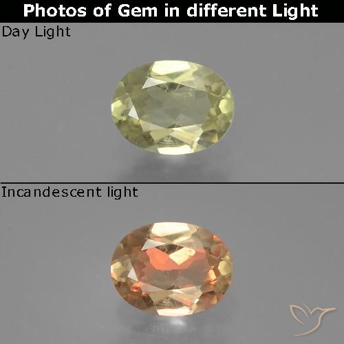0.66ct طبيعي أصفر فاتح دياسبور متغير اللون, بيضوي, قليلا جدا