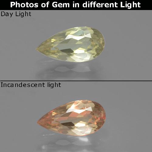 دياسبور متغير اللون أصفر فاتح طبيعي، شكل الكمثرى، 0.93 قيراط، قليلا جدا