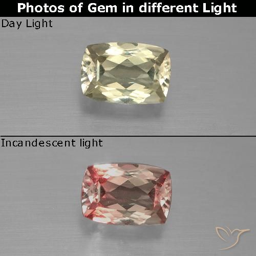 0.94ct طبيعي أصفر ذهبى فاتح دياسبور متغير اللون, وسادة, قليلا جدا