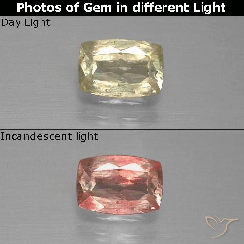 0.90ct طبيعي أصفر ذهبى فاتح دياسبور متغير اللون, وسادة, SI