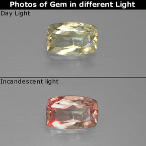 دياسبور متغير اللون أخضر / وردي طبيعي، قطع وسادة، 0.78 قيراط، VS-SI