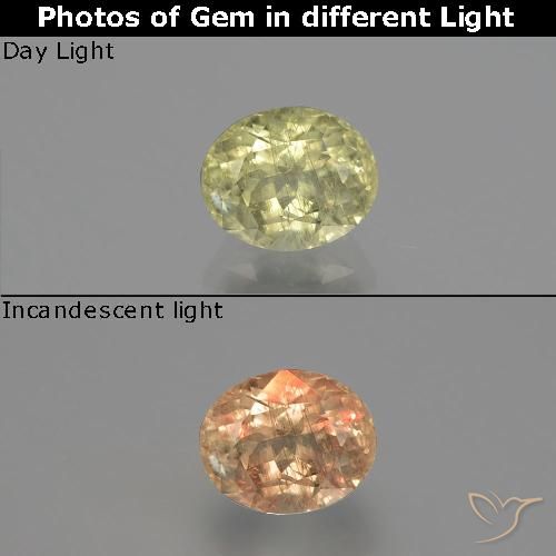 1.26ct طبيعي أصفر فاتح دياسبور متغير اللون, بيضوي, SI