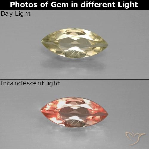 0.90ct طبيعي أصفر دافئ دياسبور متغير اللون, ماركيز, VVS-VS