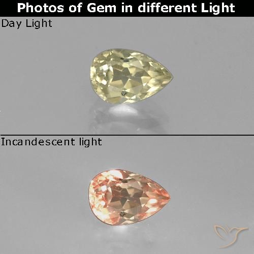 0.83ct طبيعي أصفر متوسط دياسبور متغير اللون, شكل الكمثرى, VVS-VS