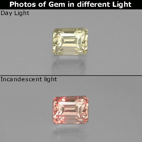 دياسبور متغير اللون أصفر فاتح طبيعي، قص الزمرد، 0.83 قيراط، VVS-VS