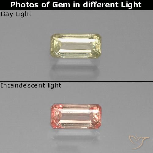 0.76ct طبيعي أصفر ذهبى فاتح دياسبور متغير اللون, قص الزمرد, VS-SI