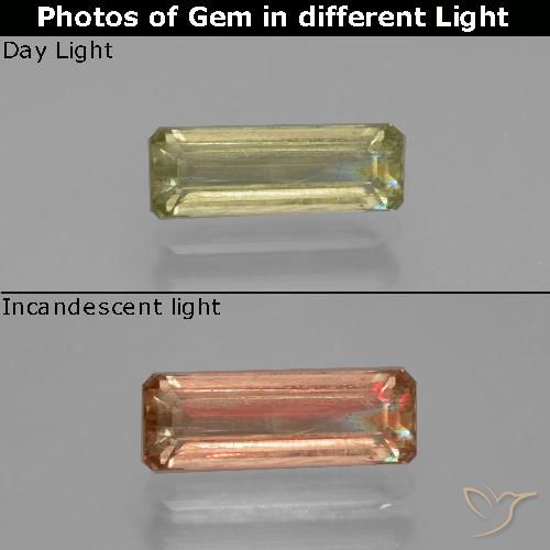 1.35ct طبيعي بيج أصفر دياسبور متغير اللون, قص الزمرد, VS-SI