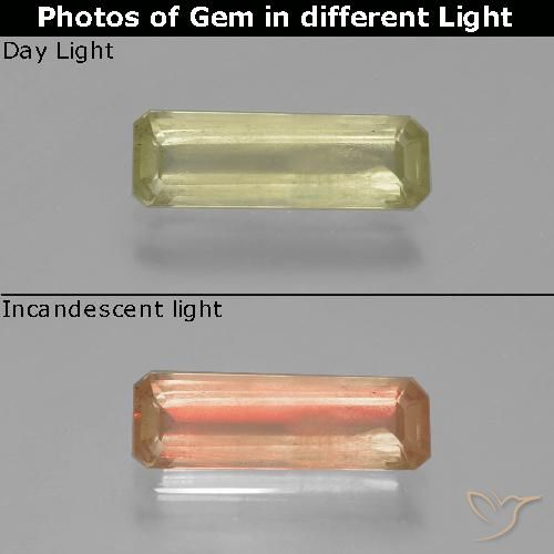 1.27ct طبيعي بيج أصفر دياسبور متغير اللون, قص الزمرد, SI