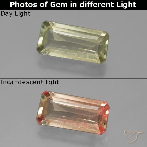 1.10ct طبيعي بيج أصفر دياسبور متغير اللون, قص الزمرد, VS-SI