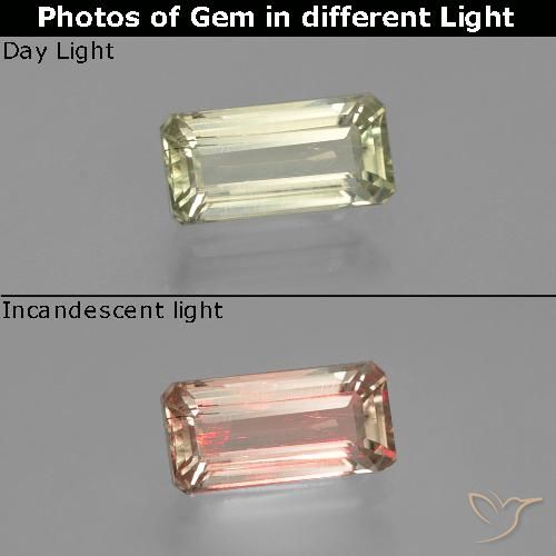 1.19ct طبيعي أصفر باهت دياسبور متغير اللون, قص الزمرد, قليلا جدا