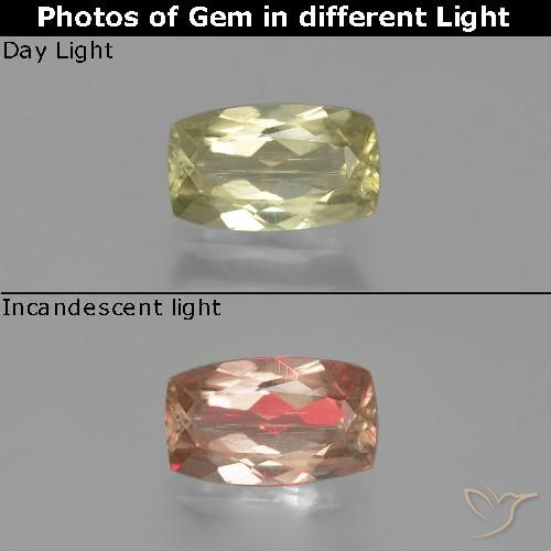 1.13ct طبيعي أصفر ذهبى فاتح دياسبور متغير اللون, وسادة, VS-SI