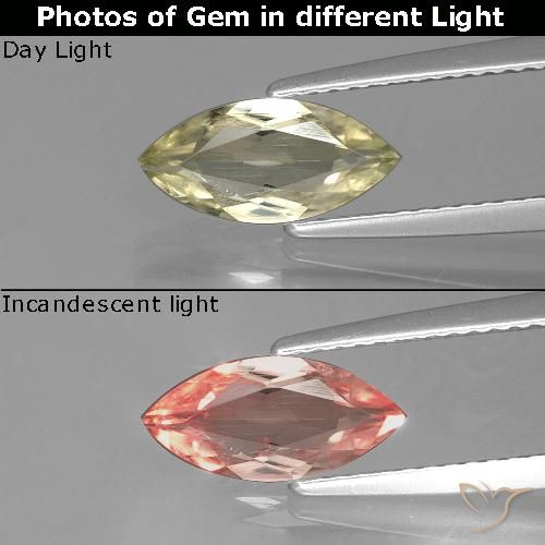 1.06ct طبيعي أصفر ترابى دياسبور متغير اللون, ماركيز, قليلا جدا