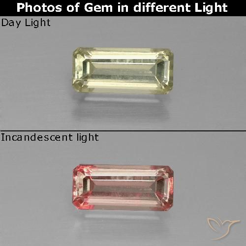 1.22ct طبيعي أصفر باهت دياسبور متغير اللون, قص الزمرد, VS-SI