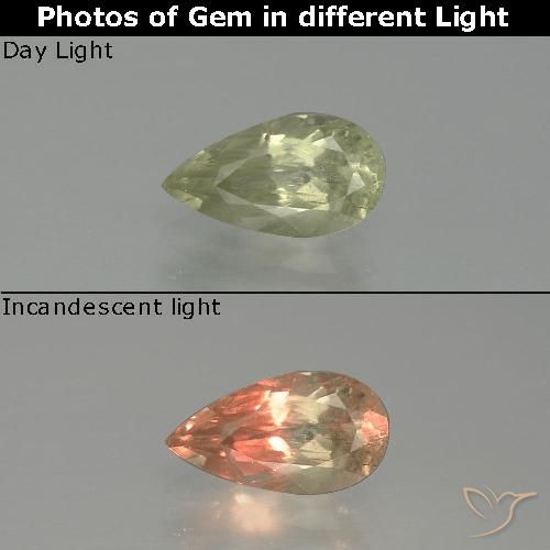 1.26ct طبيعي أصفر فاتح دياسبور متغير اللون, شكل الكمثرى, SI