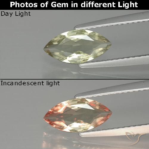 1.00ct طبيعي أصفر-ذهبى فاتح جدا دياسبور متغير اللون, ماركيز, VVS-VS