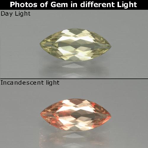 دياسبور متغير اللون أصف فاتح جدا طبيعي، ماركيز، 1.13 قيراط، قليلا جدا