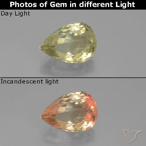 3.24ct طبيعي أصفر باهت جدا دياسبور متغير اللون, شكل الكمثرى, VS-SI