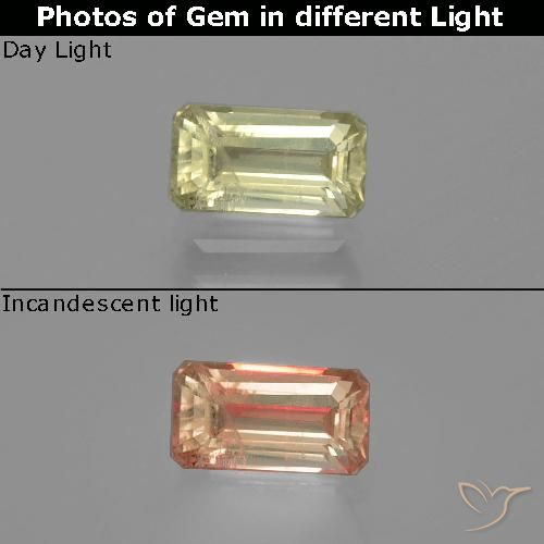 1.10ct طبيعي أصفر متوسط دياسبور متغير اللون, قص الزمرد, VS-SI