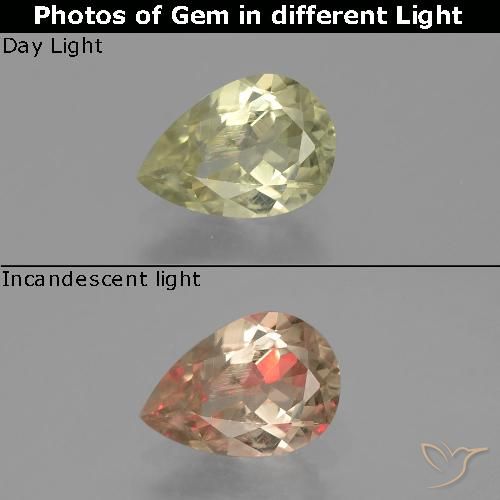 1.12ct طبيعي أصفر متوسط دياسبور متغير اللون, شكل الكمثرى, VS-SI