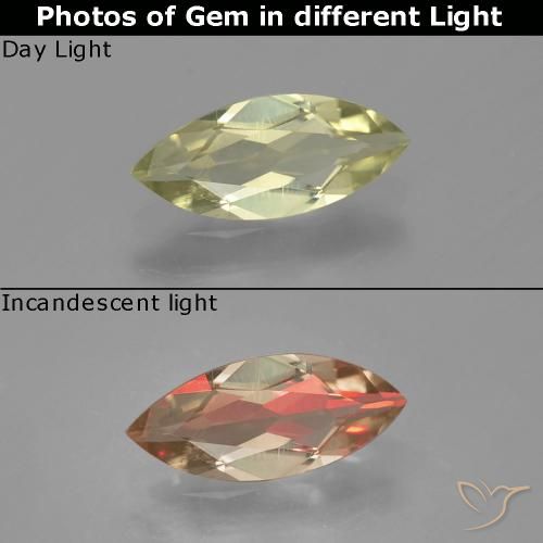 0.93ct طبيعي أصف فاتح جدا دياسبور متغير اللون, ماركيز, قليلا جدا