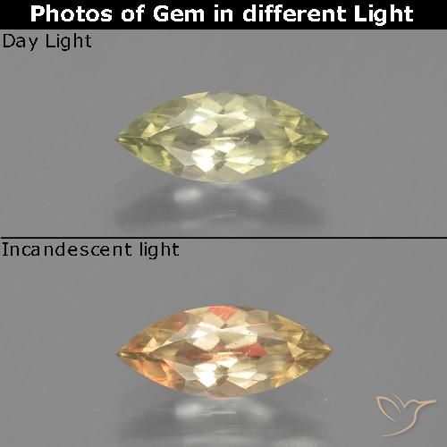 0.98ct طبيعي أصفر فاتح دياسبور متغير اللون, ماركيز, قليلا جدا