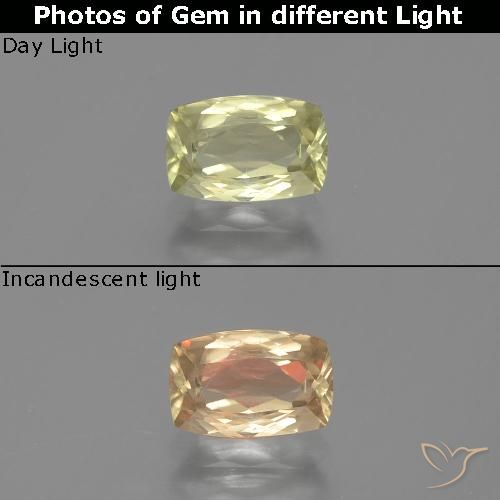 0.93ct طبيعي أصفر فاتح دياسبور متغير اللون, وسادة, VVS-VS