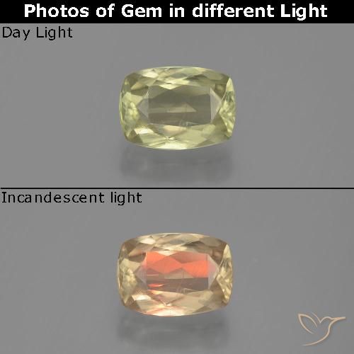 1.18ct طبيعي أصف فاتح جدا دياسبور متغير اللون, وسادة, قليلا جدا