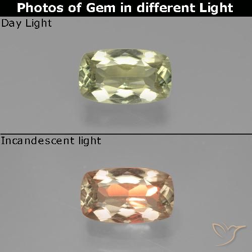 1.19ct طبيعي أصفر فاتح دياسبور متغير اللون, وسادة, VVS-VS