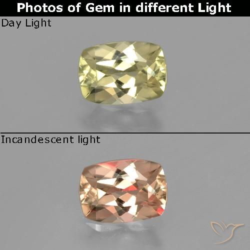 0.81ct طبيعي أصفر ذهبى فاتح دياسبور متغير اللون, وسادة, VVS