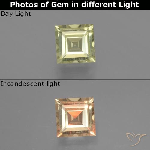 0.81ct طبيعي أصف فاتح جدا دياسبور متغير اللون, مربع, قليلا جدا