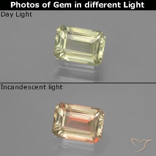 0.96ct طبيعي أصفر ذهبى فاتح دياسبور متغير اللون, قص الزمرد, VVS-VS