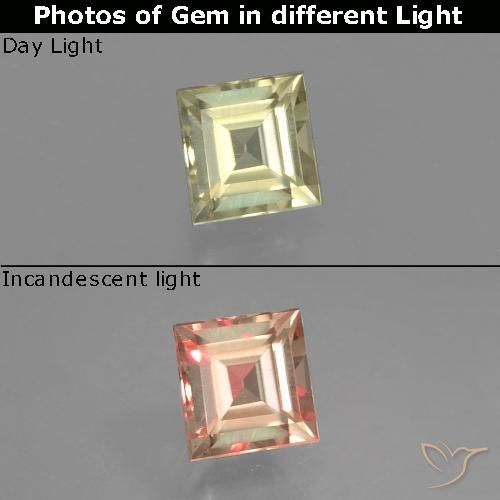 0.55ct طبيعي أصفر فاتح دياسبور متغير اللون, مربع, VVS-VS