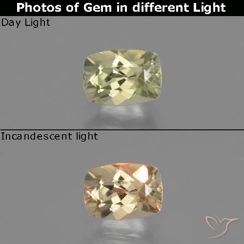 1.06ct طبيعي أصف فاتح جدا دياسبور متغير اللون, وسادة, VVS