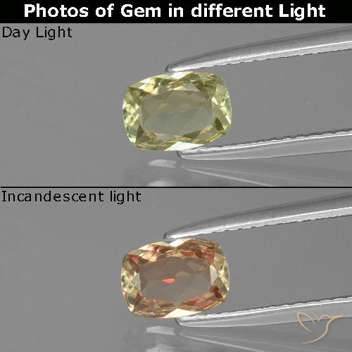 0.73ct طبيعي أصفر باهت جدا دياسبور متغير اللون, وسادة, VVS