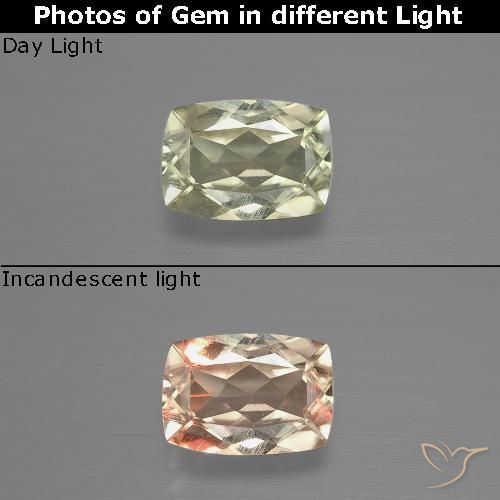 1.16ct طبيعي أصفر باهت دياسبور متغير اللون, وسادة, قليلا جدا