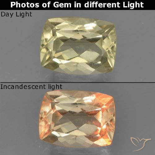 1.12ct طبيعي أصفر باهت دياسبور متغير اللون, وسادة, VVS-VS