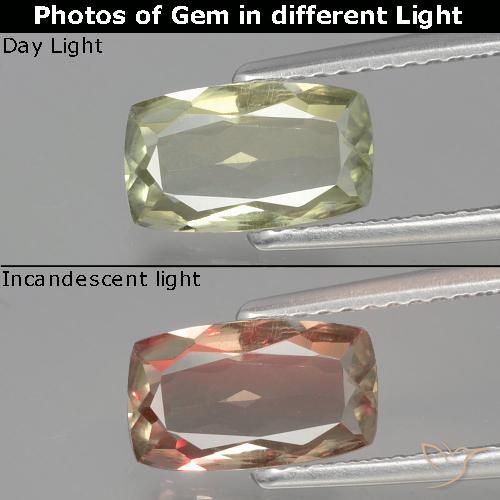 1.26ct طبيعي أصف فاتح جدا دياسبور متغير اللون, وسادة, VVS-VS