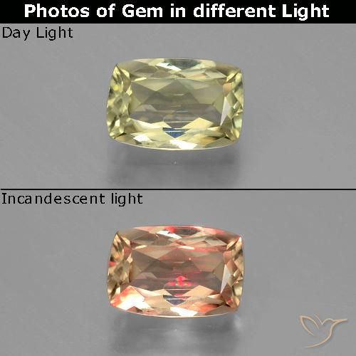 1.22ct طبيعي أصف فاتح جدا دياسبور متغير اللون, وسادة, قليلا جدا