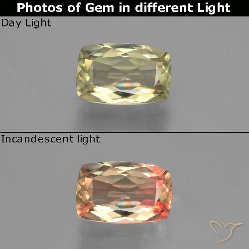 1.20ct طبيعي أصفر بنى دياسبور متغير اللون, وسادة, VVS-VS