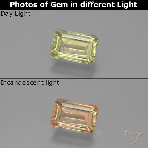 1.05ct طبيعي أصفر فاتح دياسبور متغير اللون, قص الزمرد, قليلا جدا