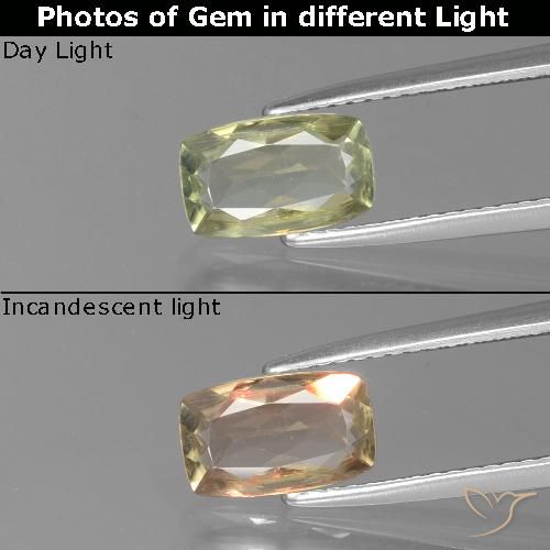 1.05ct طبيعي أصف فاتح جدا دياسبور متغير اللون, وسادة, VS-SI