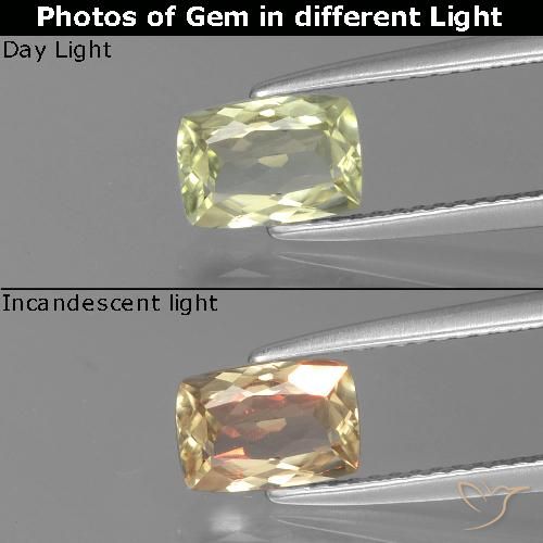 1.13ct طبيعي أصف فاتح جدا دياسبور متغير اللون, وسادة, VVS