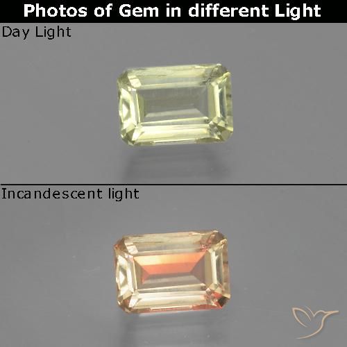 1.18ct طبيعي أصف فاتح جدا دياسبور متغير اللون, قص الزمرد, قليلا جدا