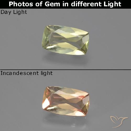 1.06ct طبيعي أصفر فاتح دياسبور متغير اللون, وسادة, VVS-VS