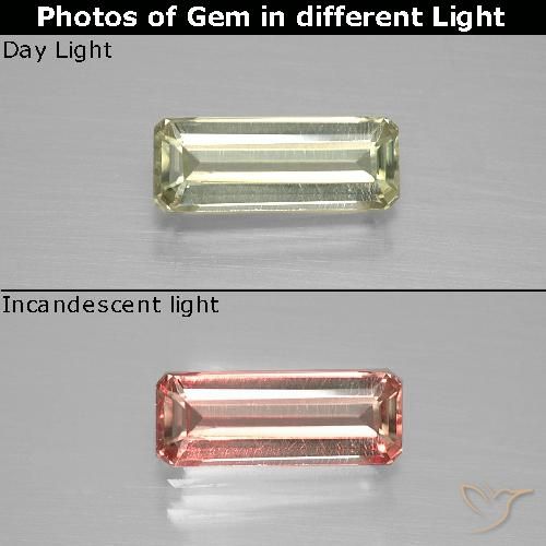 1.11ct طبيعي أصف فاتح جدا دياسبور متغير اللون, قص الزمرد, قليلا جدا