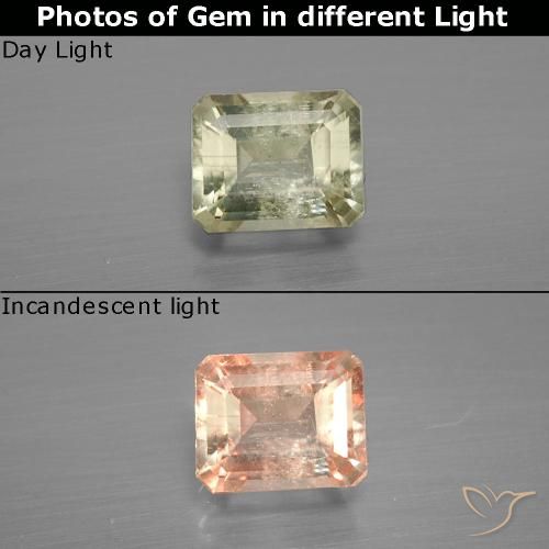 0.88ct طبيعي أصفر فاتح دياسبور متغير اللون, قص الزمرد, SI