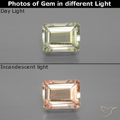 1.09ct طبيعي أصفر فاتح دياسبور متغير اللون, قص الزمرد, VS-SI