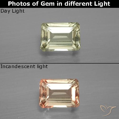 1.01ct طبيعي أصفر فاتح دياسبور متغير اللون, قص الزمرد, قليلا جدا