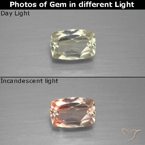 0.94ct طبيعي أصف فاتح جدا دياسبور متغير اللون, وسادة, VVS-VS
